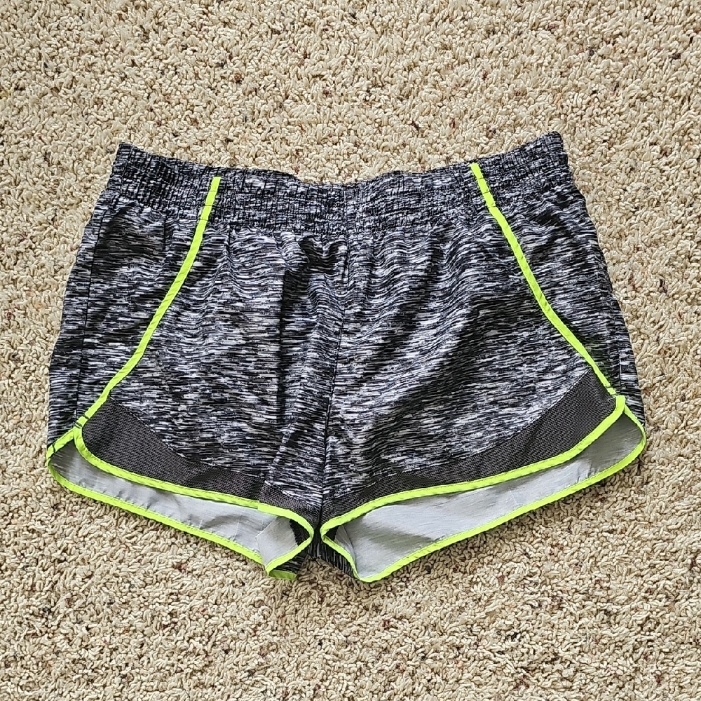 SO Black and Neon Yellow Athletic Shorts